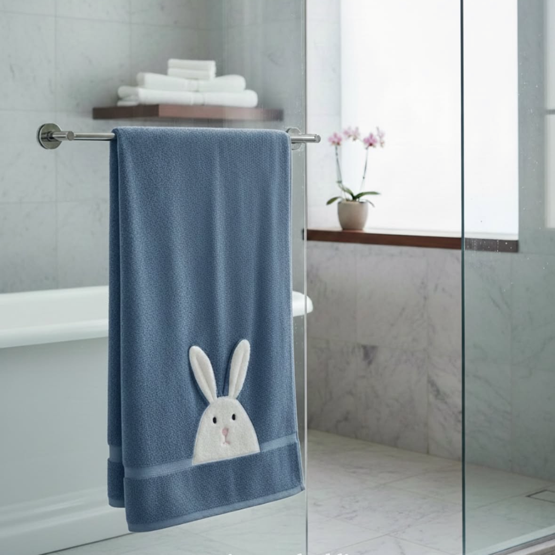 Bunny Embroidered Kids Bath Towel