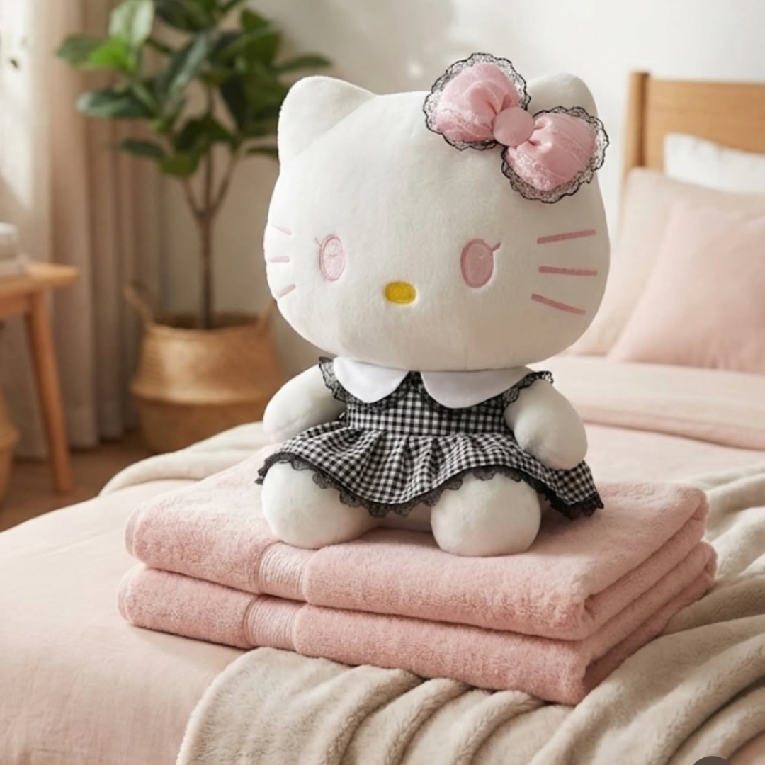 Cute Kitty Plush Blanket Set