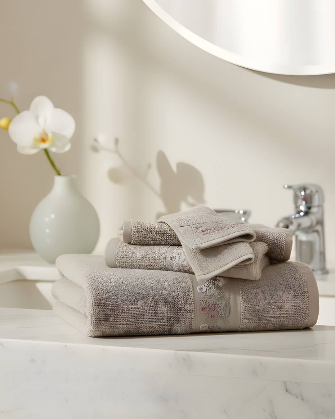 Luxury Embroidered Bath Towel Set