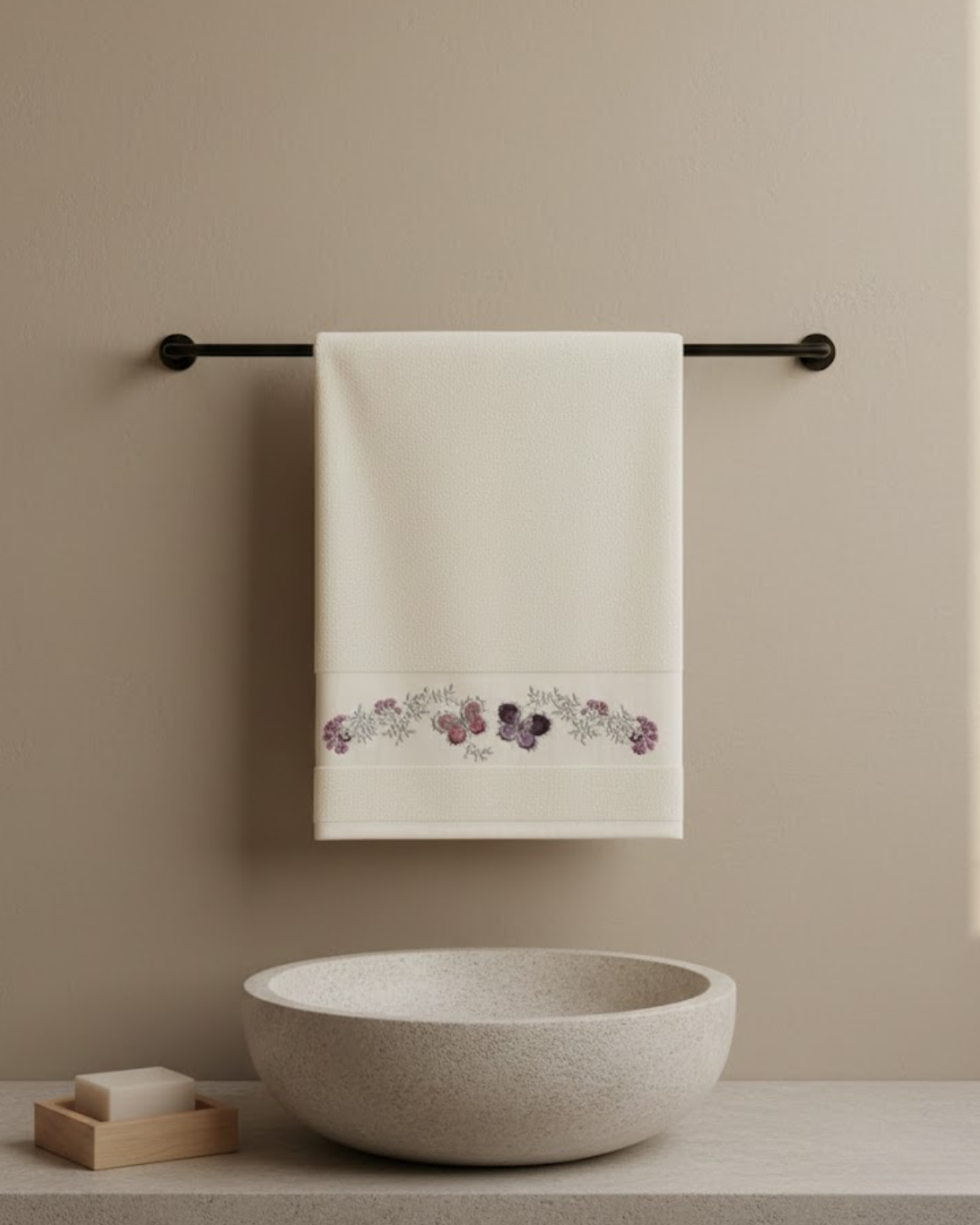Floral Embroidered Hand Towel